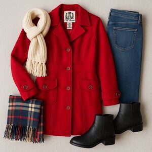 BB Dakota Women’s Red Wool Blend Coat XL Button Front Pockets Lined Winter Jacke